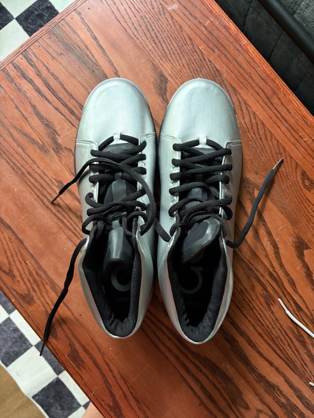 Men's Metallic Silver Lace-Up Sneakers - Black Laces
